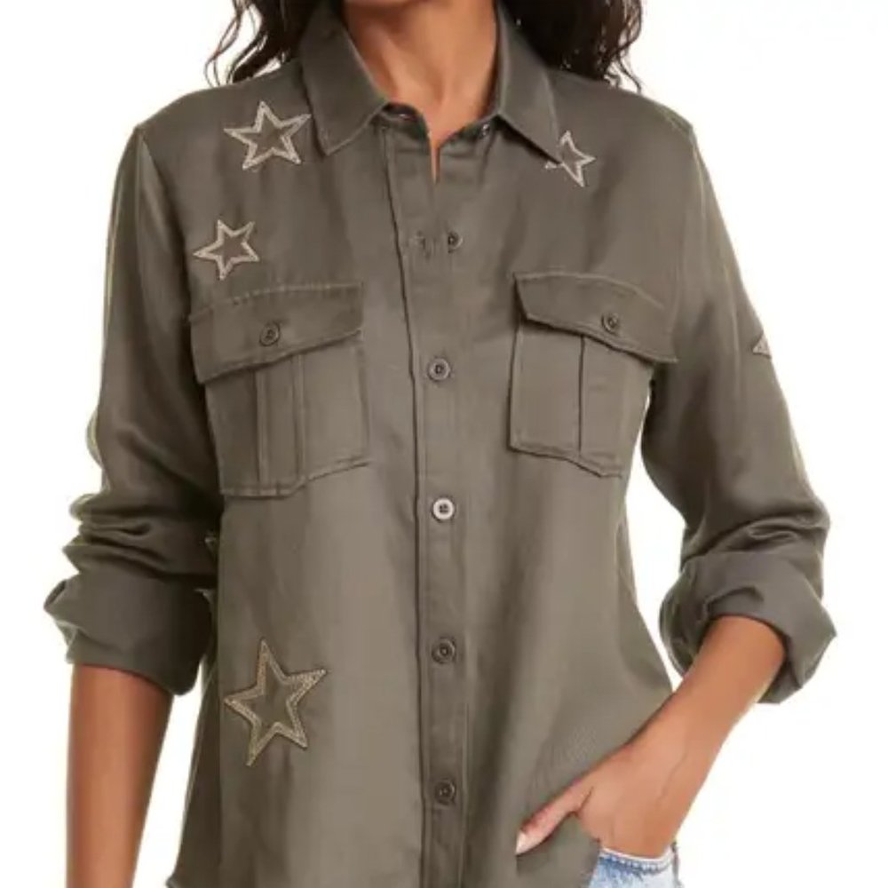 Rails Loren Star Embroidered Military Twill Shirt Jacket